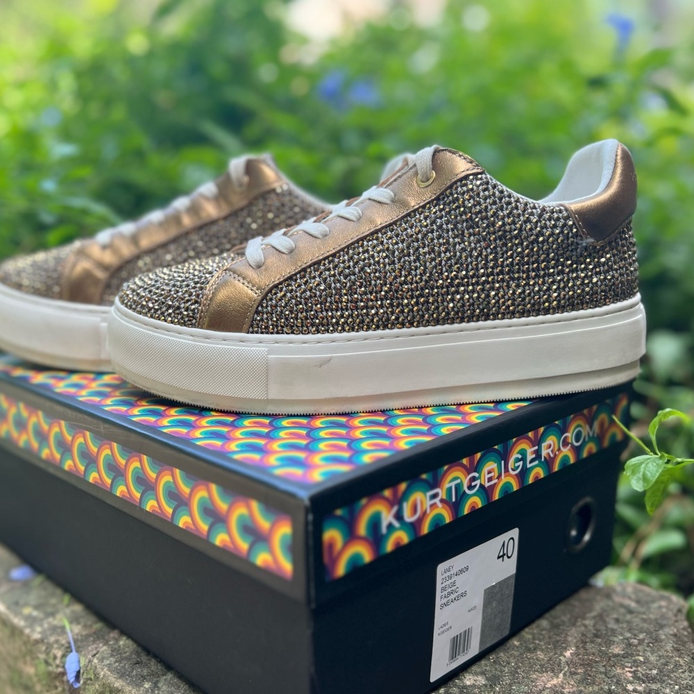 Kurt Geiger London Laney Glitz Rhinestone Houndstooth Platform Sneakers 40(9) - Picture 2 of 6